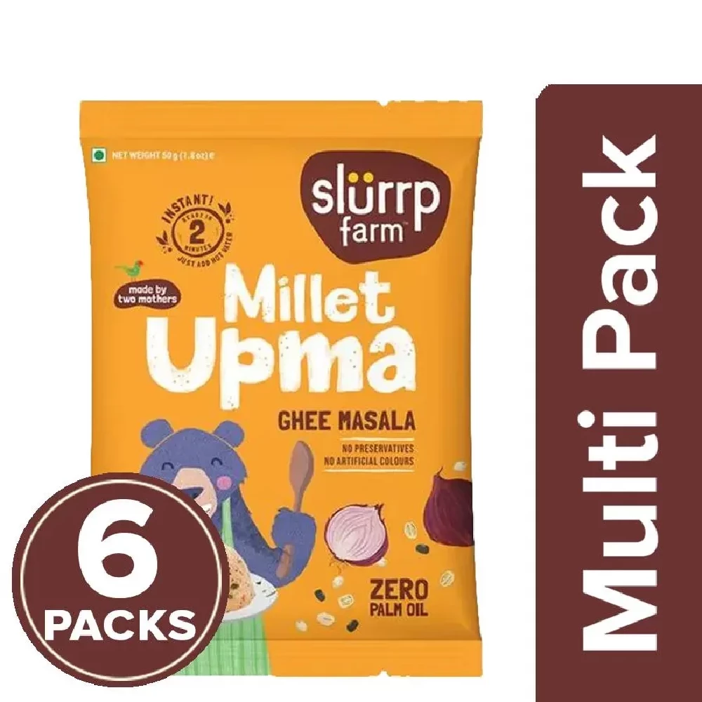 Slurrp Farm Instant Millet Upma - Ghee Masala, Zero Palm Oil, Protein & Fiber Rich, 6x50 g-1.webp
